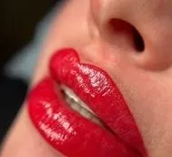 Primer plano de labios micropigmentados con acabado natural